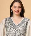 Fantasia Women's Ethnic Wear  Viscose Printed KAFTAN IVORY BLACK/BLUE (F-2804)