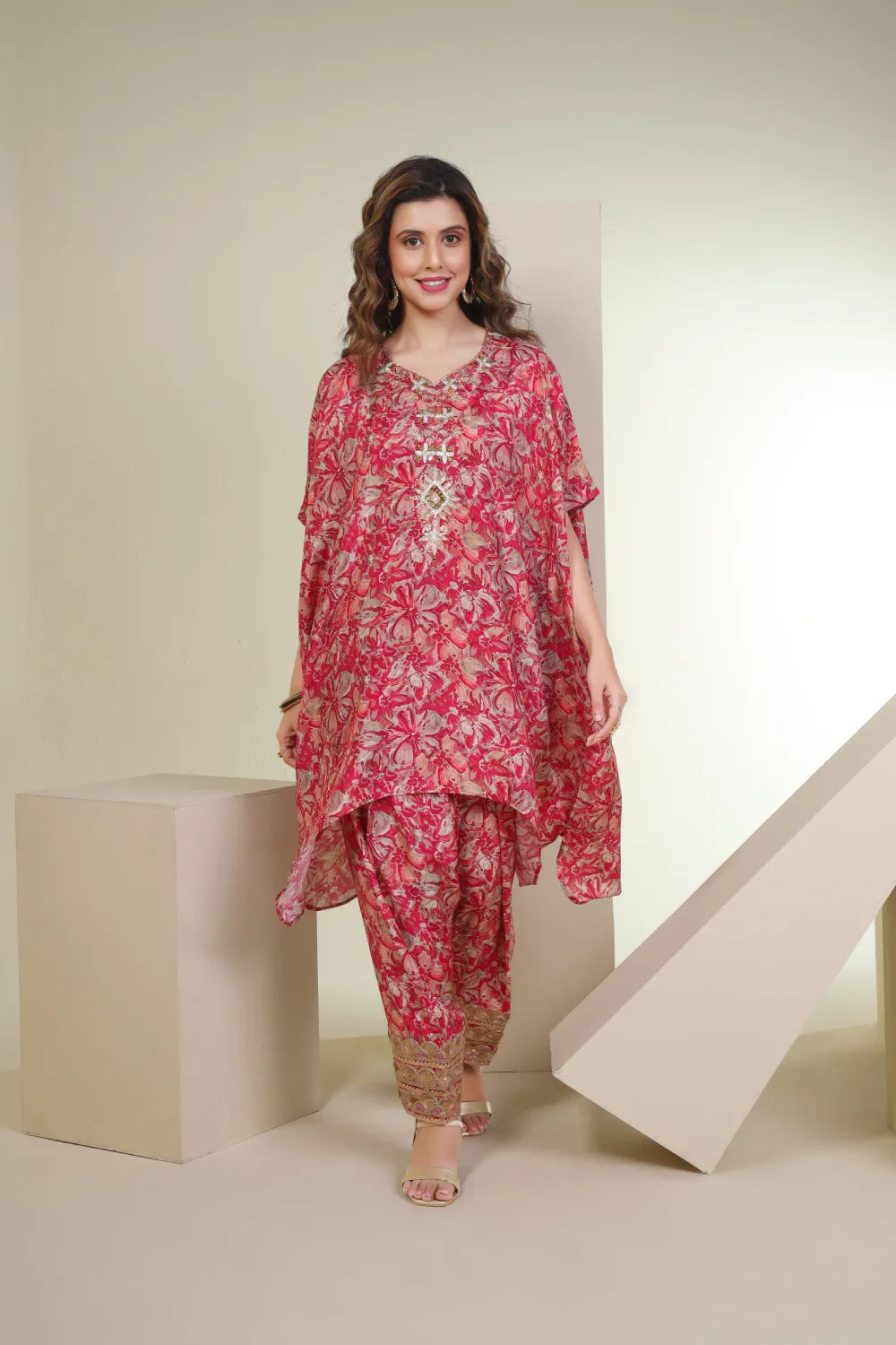 Fantasia Women's Ethnic Wear  Viscose Printed CO-ORDS SET PINK (F-2843)