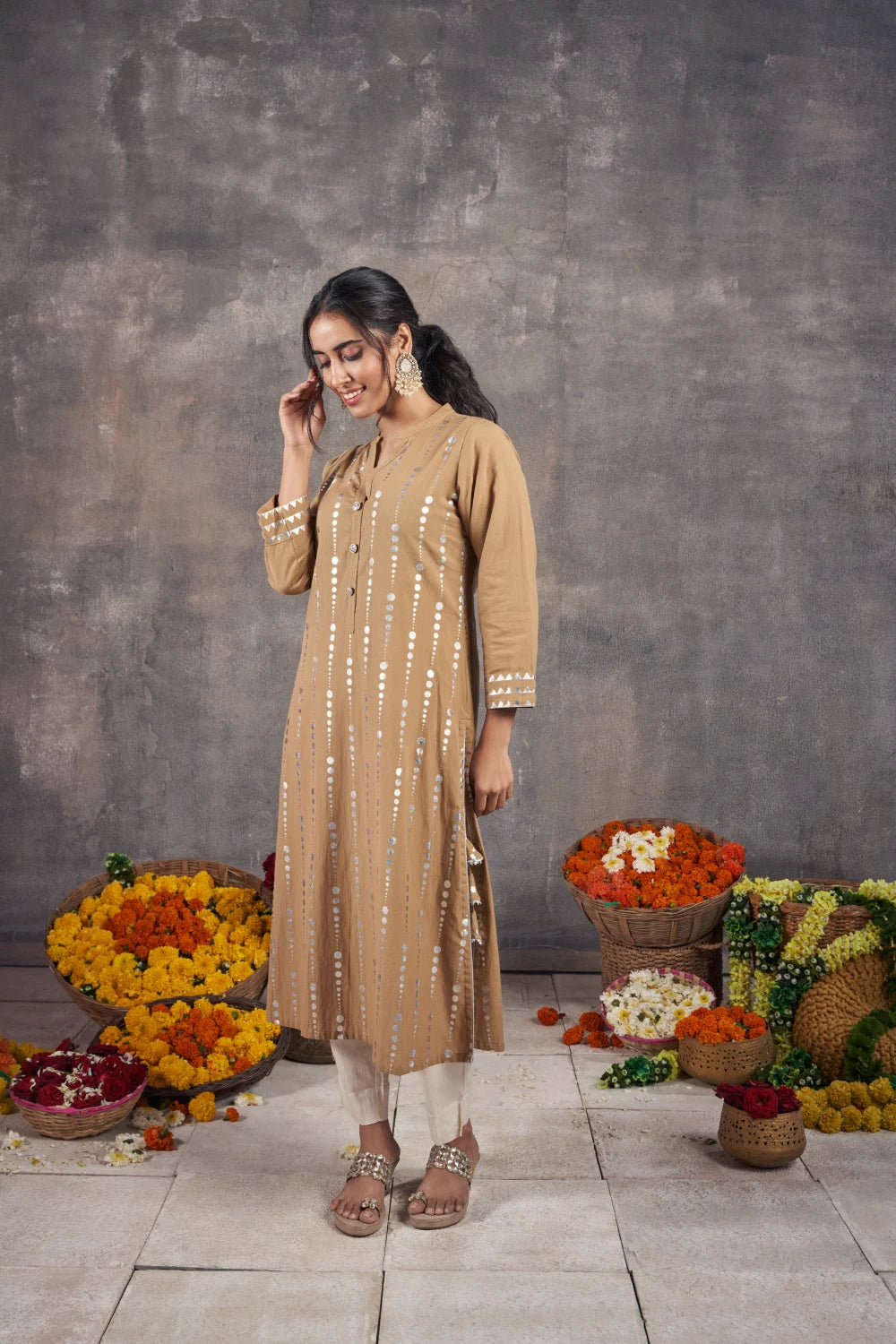 Fantasia Women's Ethnic Wear Printed KURTA BEIGE (F-2877)