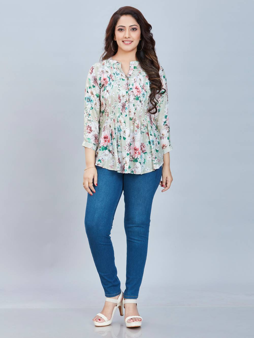Fantasia Women's Ethnic Wear  Viscose Printed KURTI SEA GREEN (F-3084)