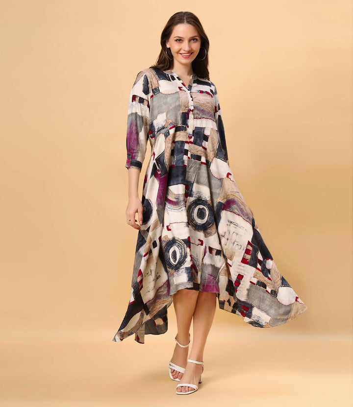 Fantasia Women's Ethnic Wear  Viscose Printed DRESS MULTI (F-3085)