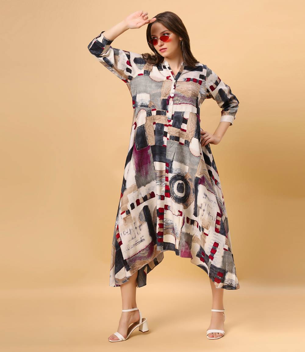 Fantasia Women's Ethnic Wear  Viscose Printed DRESS MULTI (F-3085)