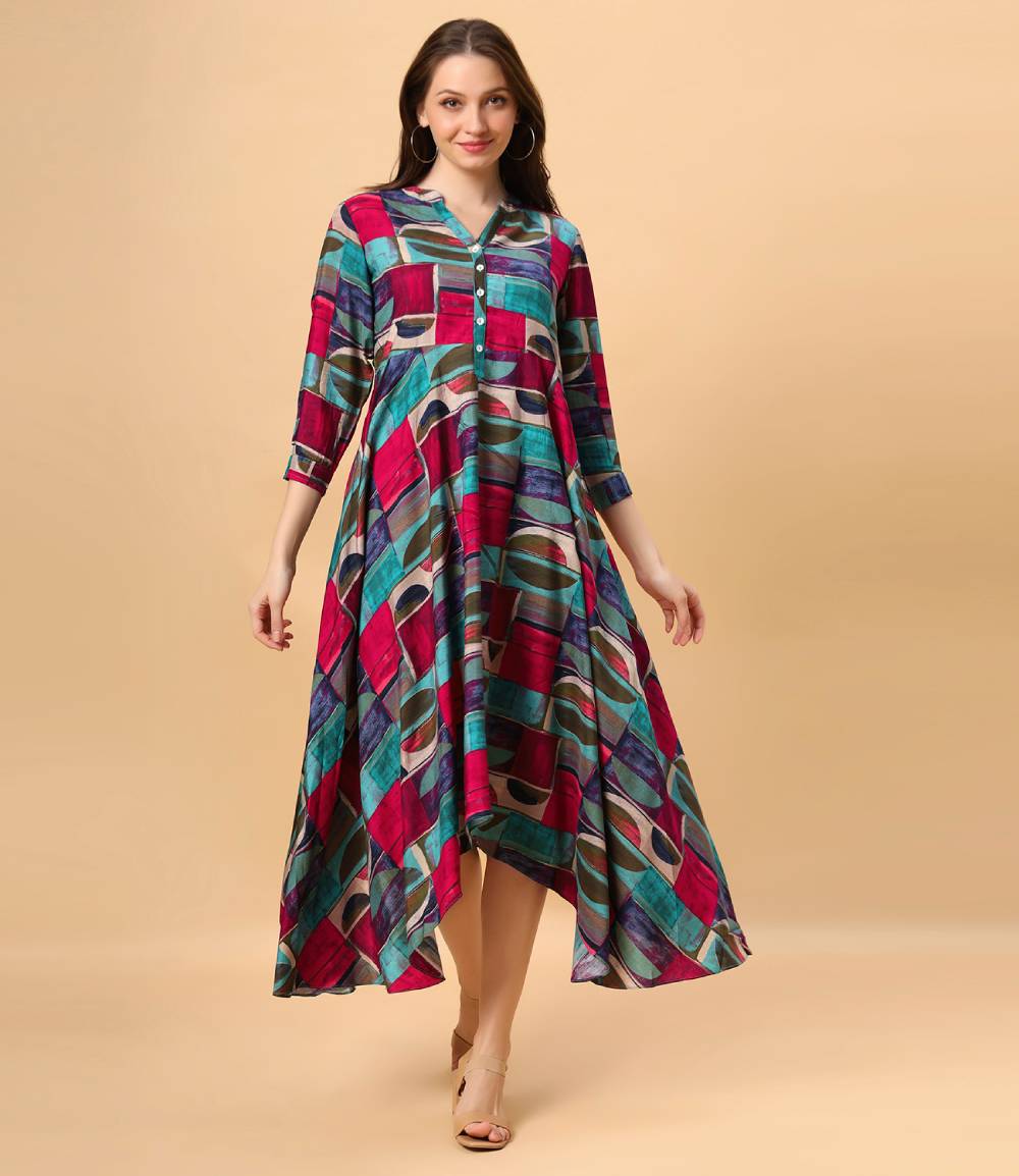 Fantasia Women's Ethnic Wear  Viscose Printed DRESS MULTI (F-3092)