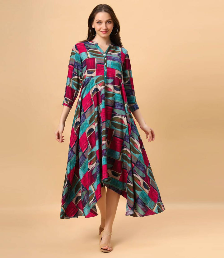 Fantasia Women's Ethnic Wear  Viscose Printed DRESS MULTI (F-3092)