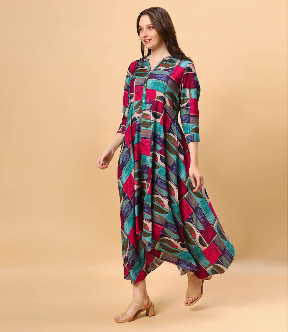 Fantasia Women's Ethnic Wear  Viscose Printed DRESS MULTI (F-3092)