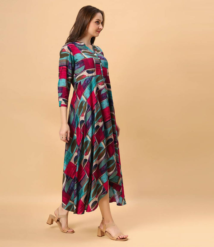 Fantasia Women's Ethnic Wear  Viscose Printed DRESS MULTI (F-3092)