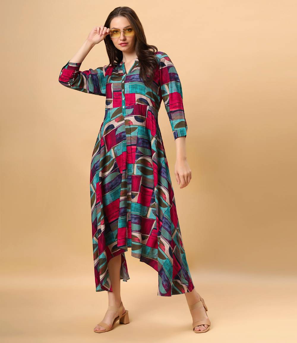 Fantasia Women's Ethnic Wear  Viscose Printed DRESS MULTI (F-3092)