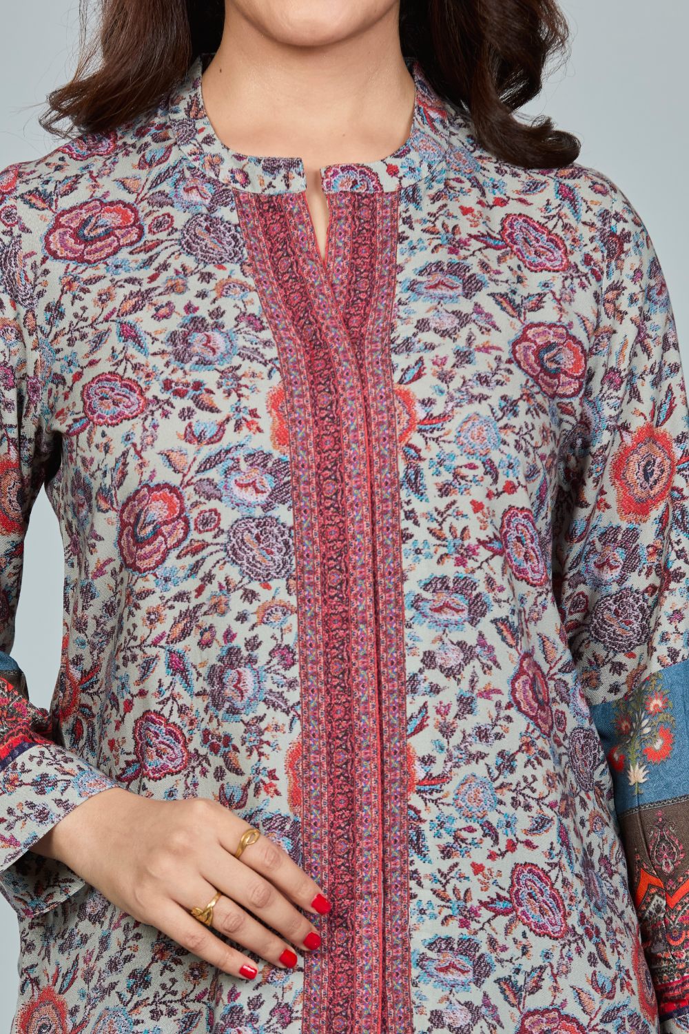 Fantasia Women's Ethnic Wear Viscose Printed  KURTI Grey Multi (F-3464)
