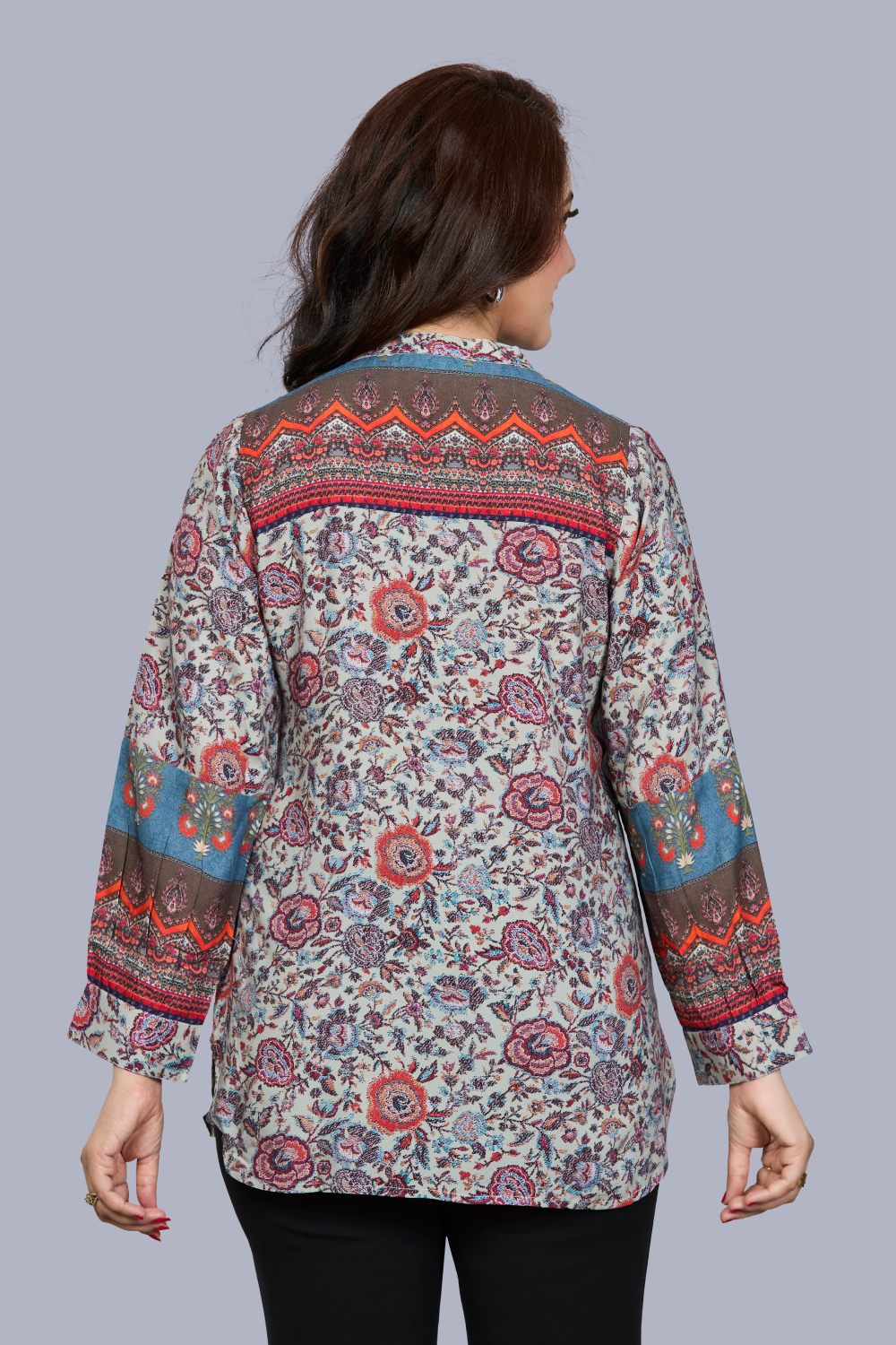 Fantasia Women's Ethnic Wear Viscose Printed  KURTI Grey Multi (F-3464)