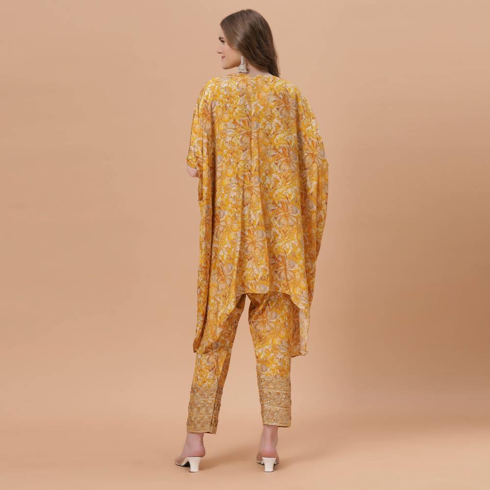 Fantasia Women's Ethnic Wear  Viscose Printed CO-ORDS SET PINK/YELLOW (F-2712)