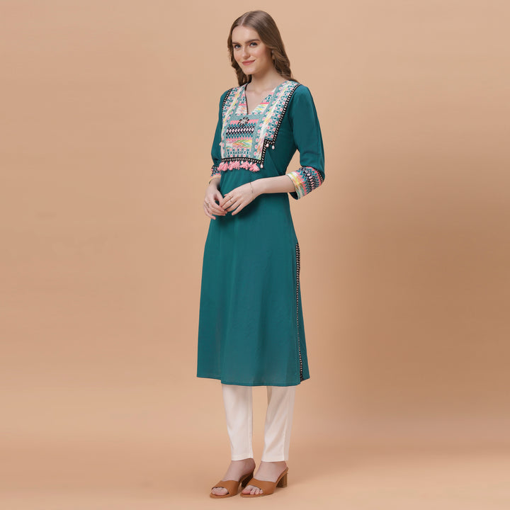 Fantasia Women's Ethnic Wear Cotton Solid  KURTA RAMA (F-2657)