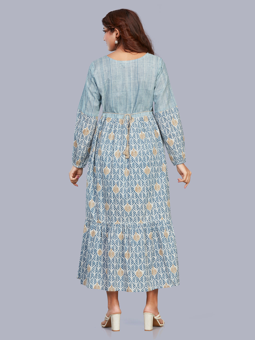 Fantasia Women's Ethnic Wear Cotton Printed Dress SKY BLUE (F-2755)
