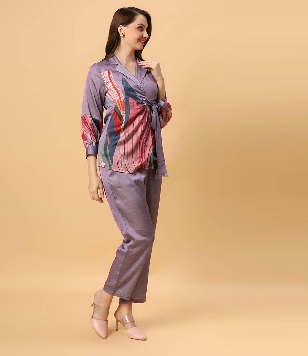 Fantasia Women's Ethnic Wear  Viscose Printed CO-ORDS SET PEACH (F-2809)