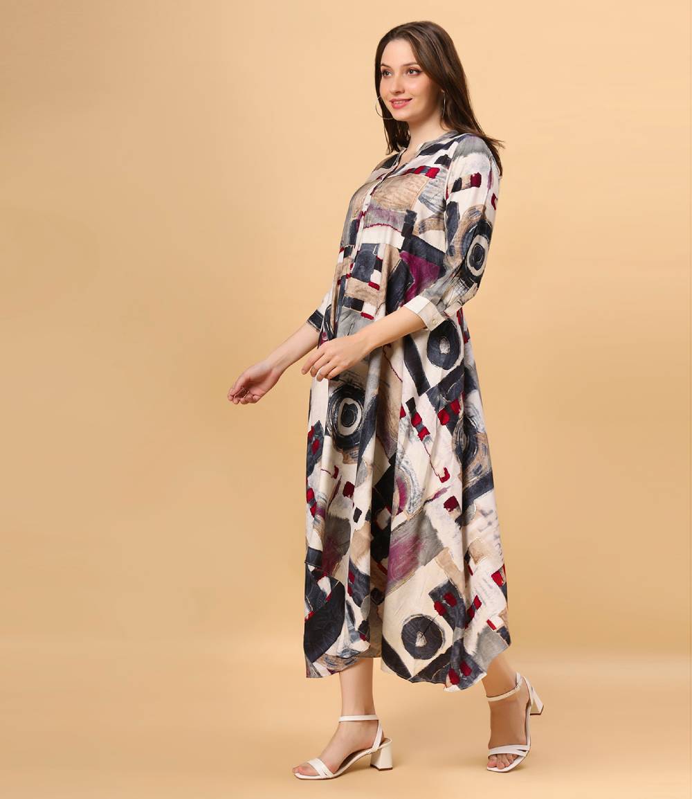Fantasia Women's Ethnic Wear  Viscose Printed DRESS MULTI (F-3085)