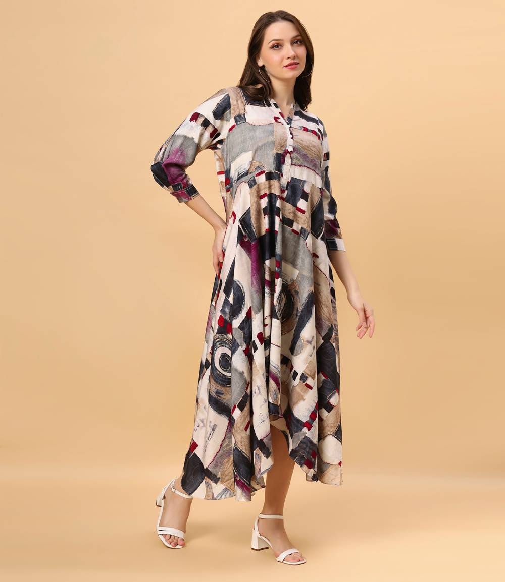 Fantasia Women's Ethnic Wear  Viscose Printed DRESS MULTI (F-3085)