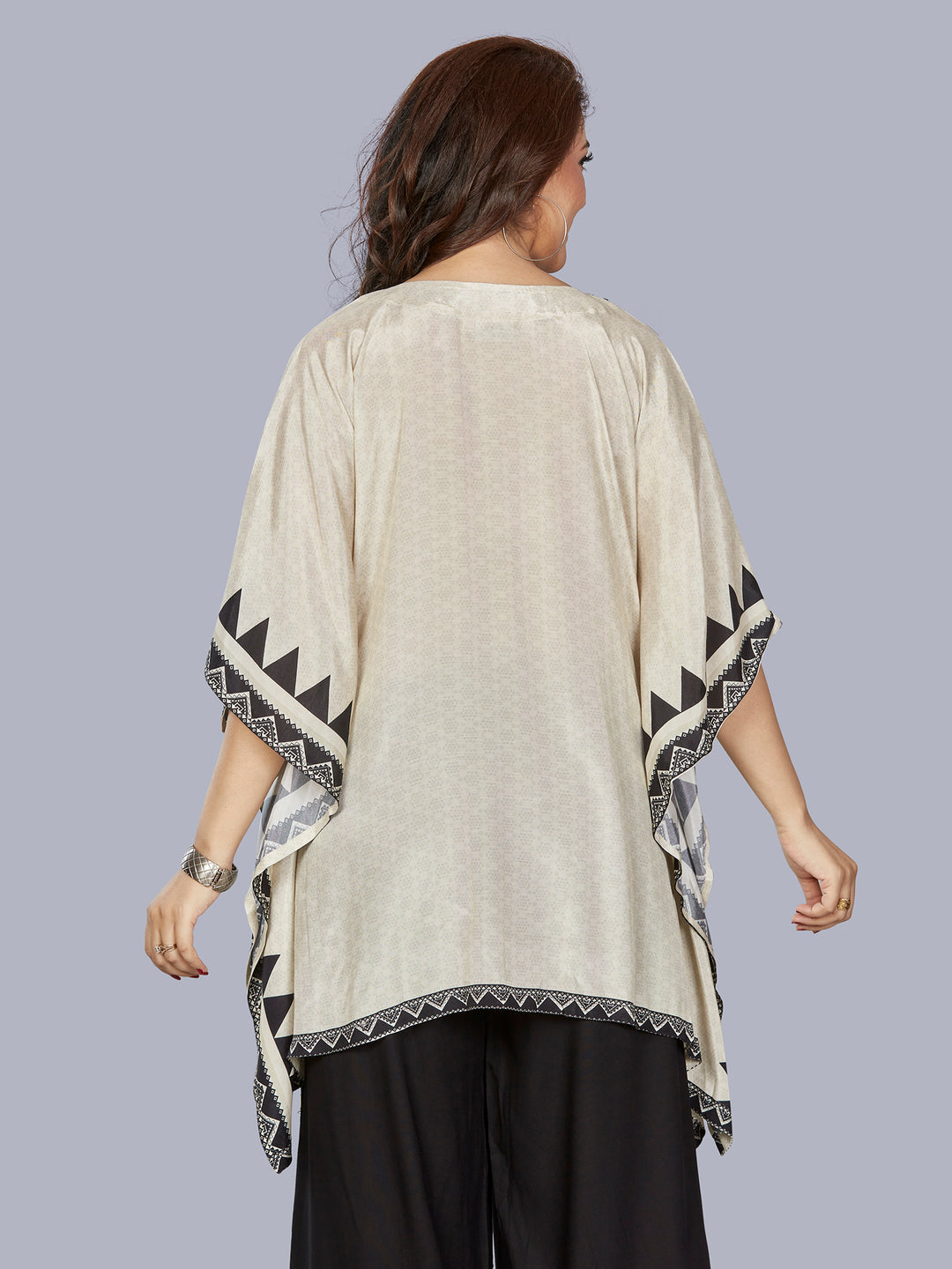 Fantasia Women's Ethnic Wear Viscose Printed  KURTI Ivory Black (F-3301A)