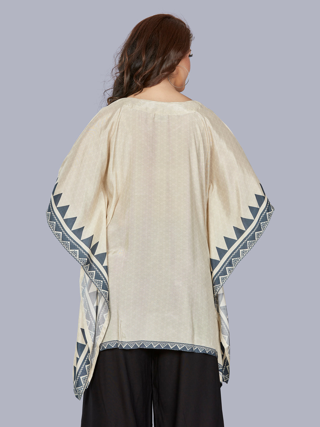 Fantasia Women's Ethnic Wear Viscose Printed  KURTI Ivory Indigo (F-3301B)