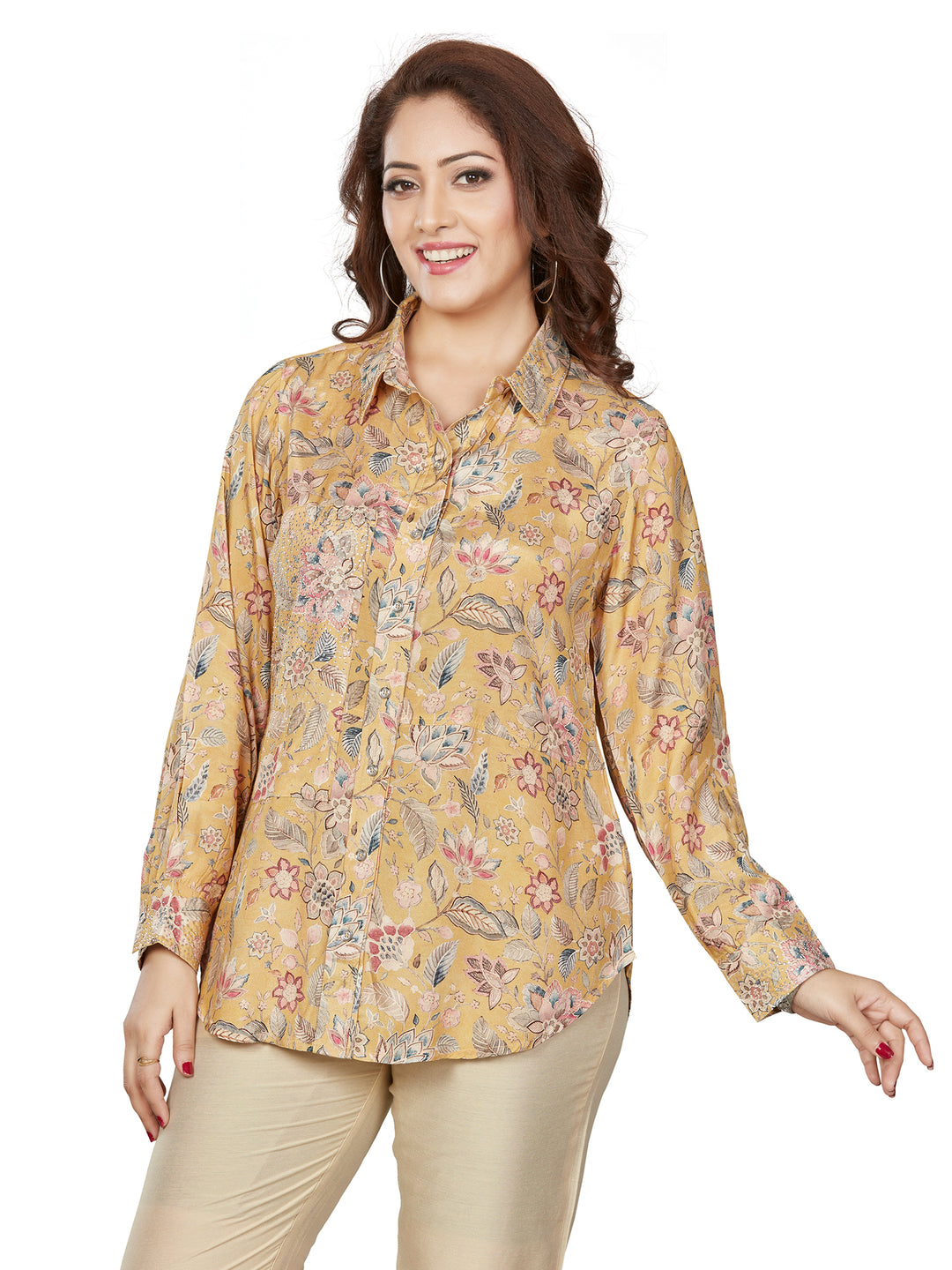 Fantasia Women's Ethnic Wear Viscose Printed  KURTI Yellow (F-3419)