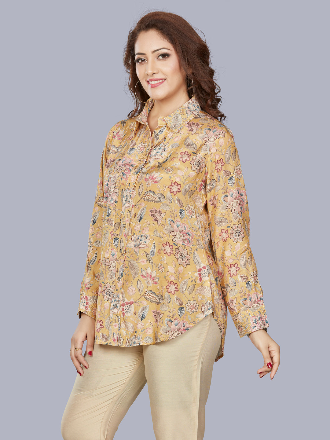 Fantasia Women's Ethnic Wear Viscose Printed  KURTI Yellow (F-3419)