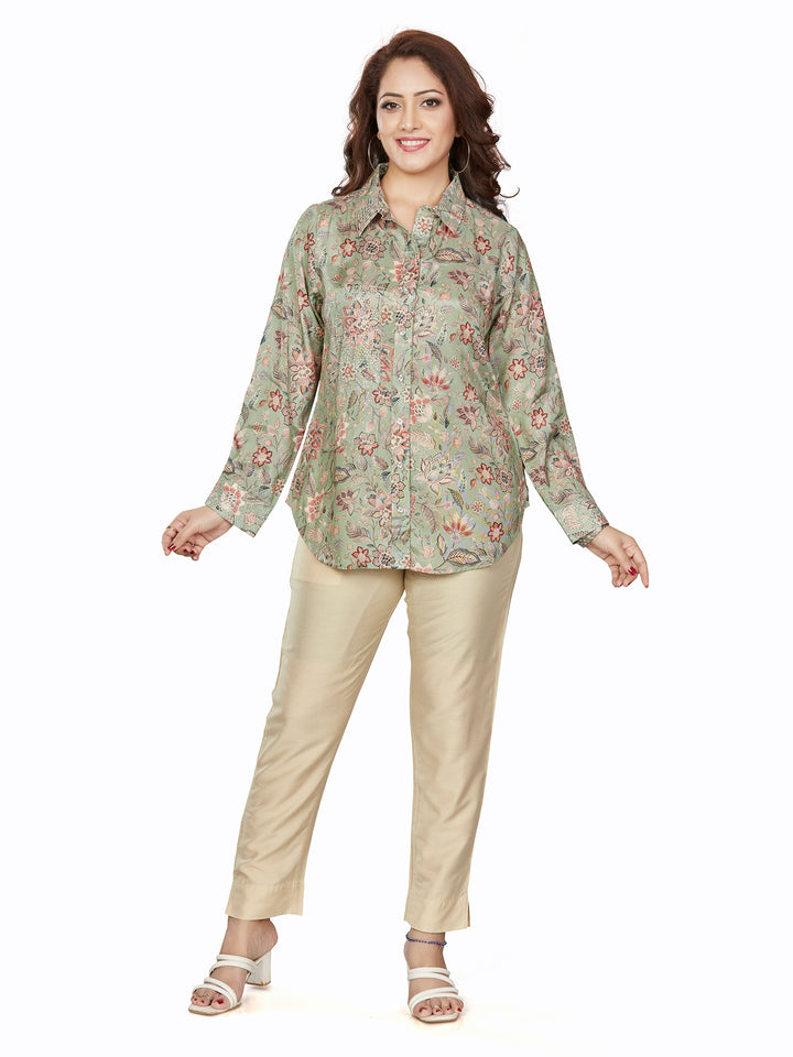 Fantasia Women's Ethnic Wear Viscose Printed  KURTI Green Multi (F-3420)