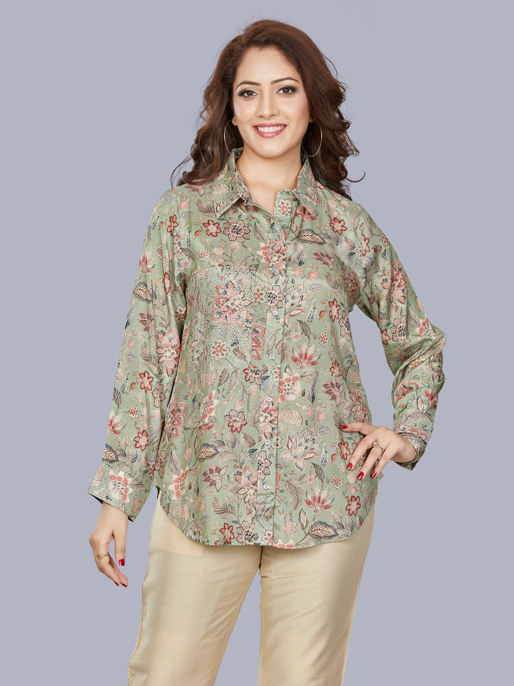 Fantasia Women's Ethnic Wear Viscose Printed  KURTI Green Multi (F-3420)