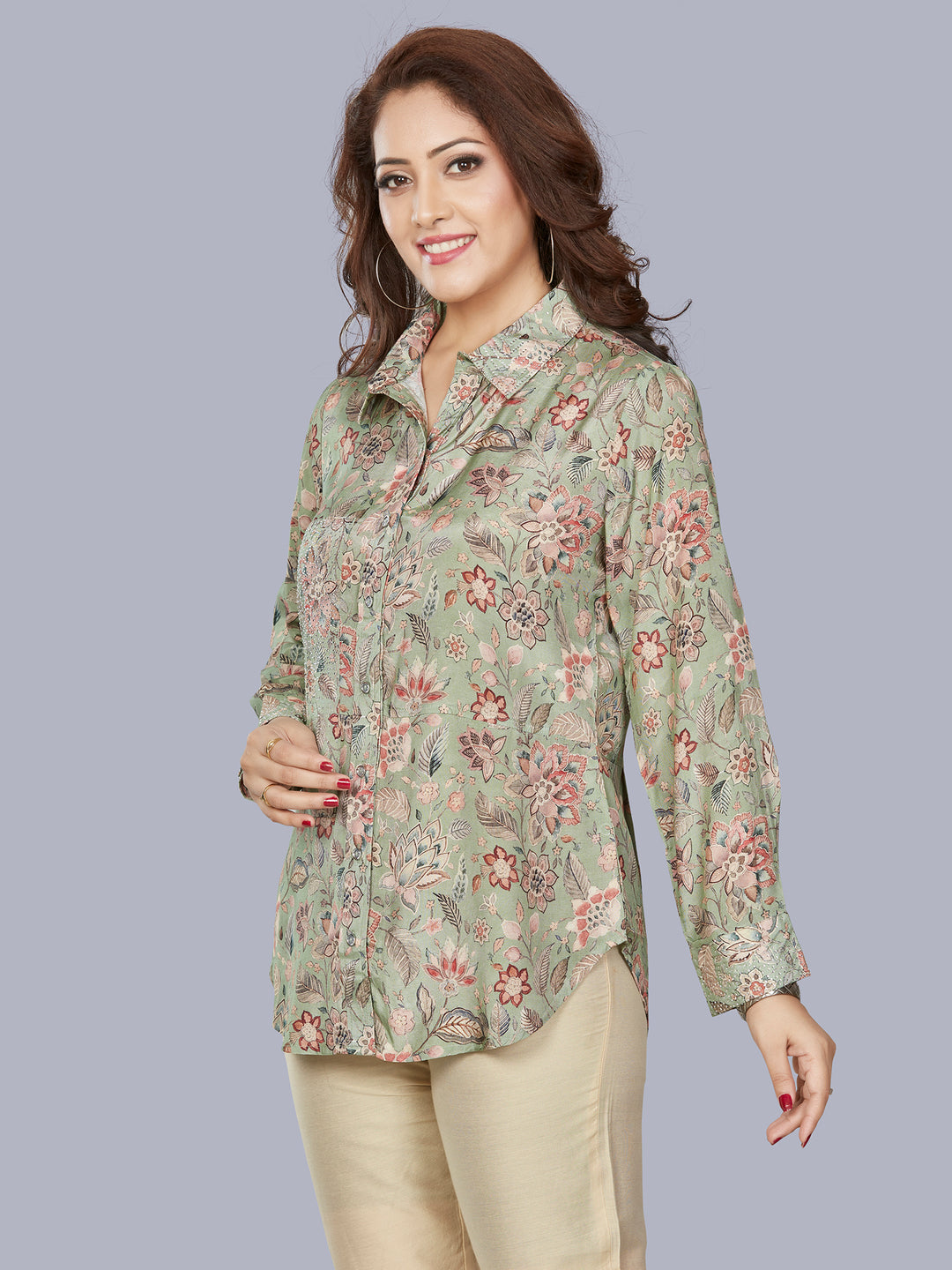 Fantasia Women's Ethnic Wear Viscose Printed  KURTI Green Multi (F-3420)