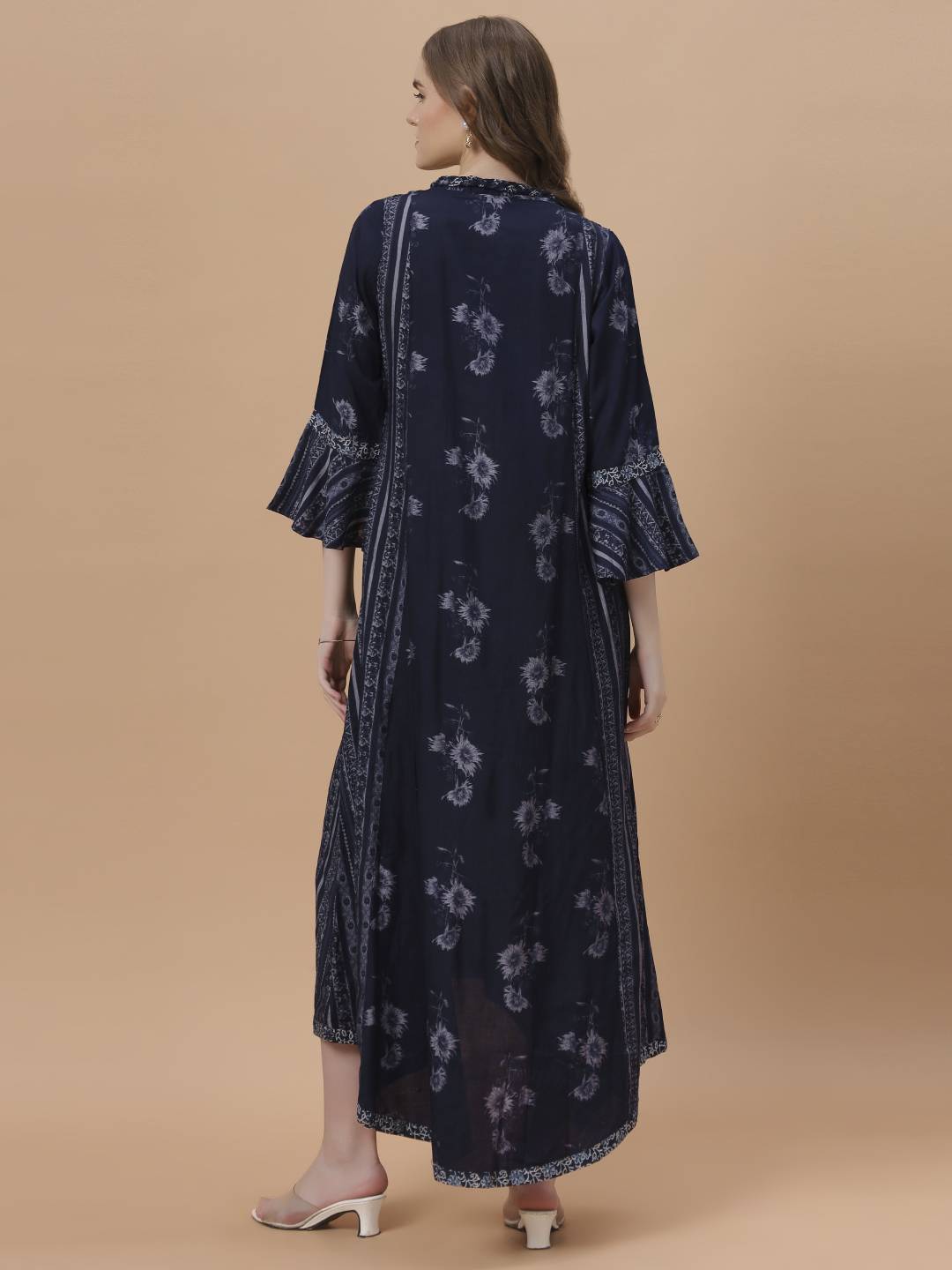 Fantasia Women's Ethnic Wear Viscose  Printed Dress Indigo (F-2891)