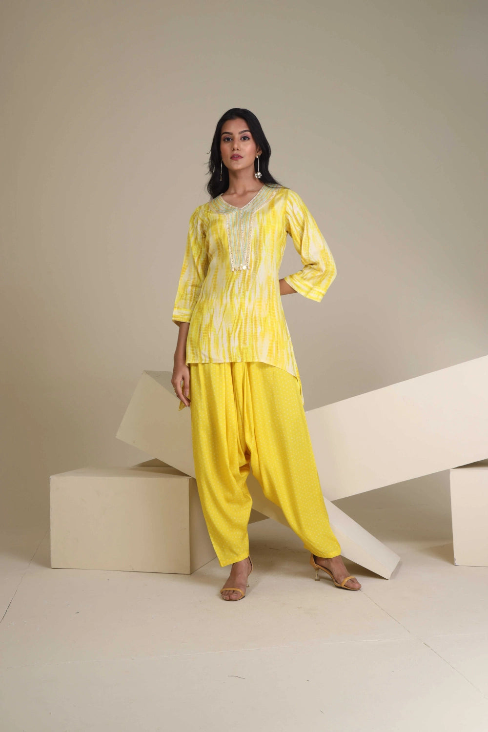 Fantasia Women's Ethnic Wear  Viscose Printed CO-ORDS SET YELLOW (F-2747)